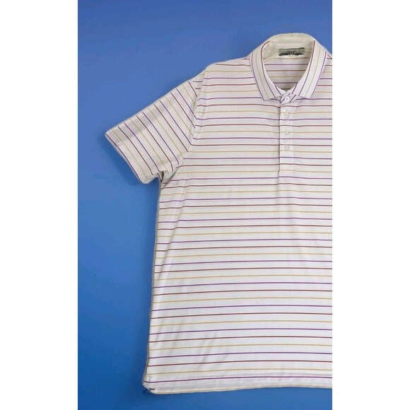 G/FORE Polo Shirt Mens XL White Multicolor Stripe Golf Performance Stretch - Picture 6 of 13